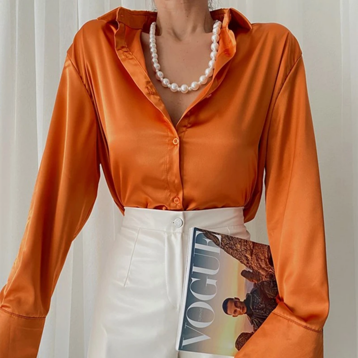 Oranje Boven Satijnen Blouse