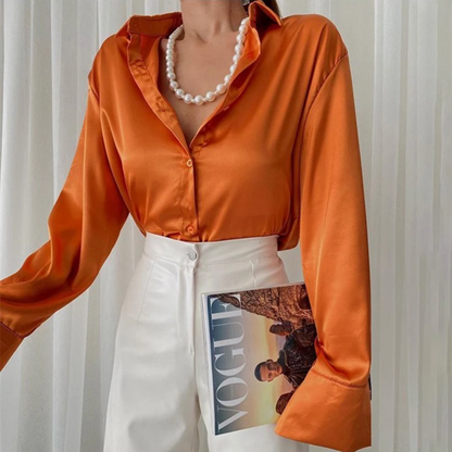 Oranje Boven Satijnen Blouse