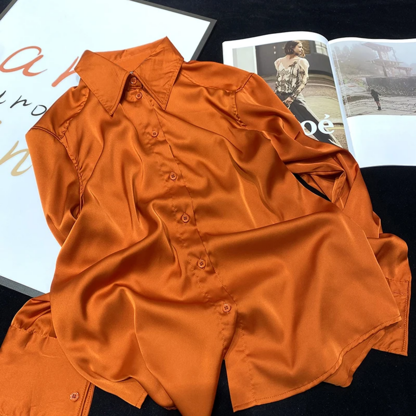 Oranje Boven Satijnen Blouse