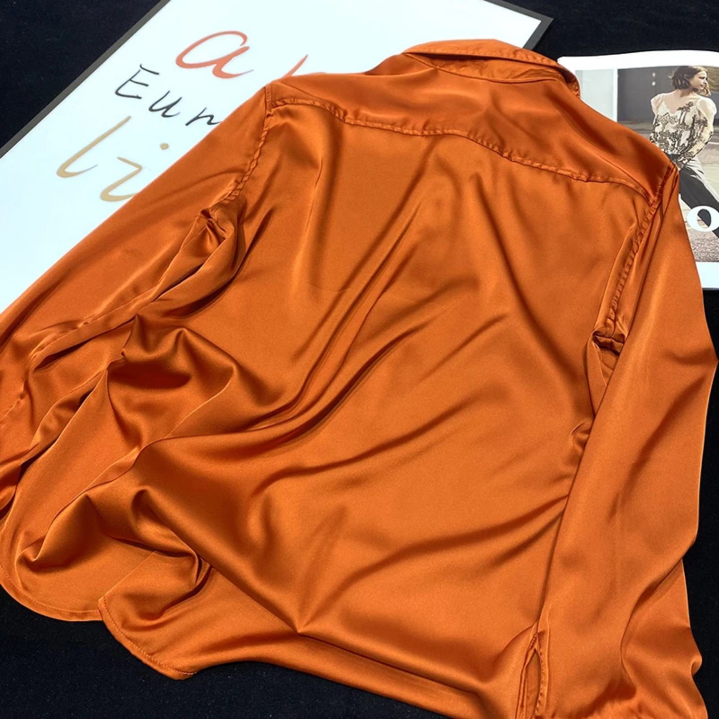 Oranje Boven Satijnen Blouse