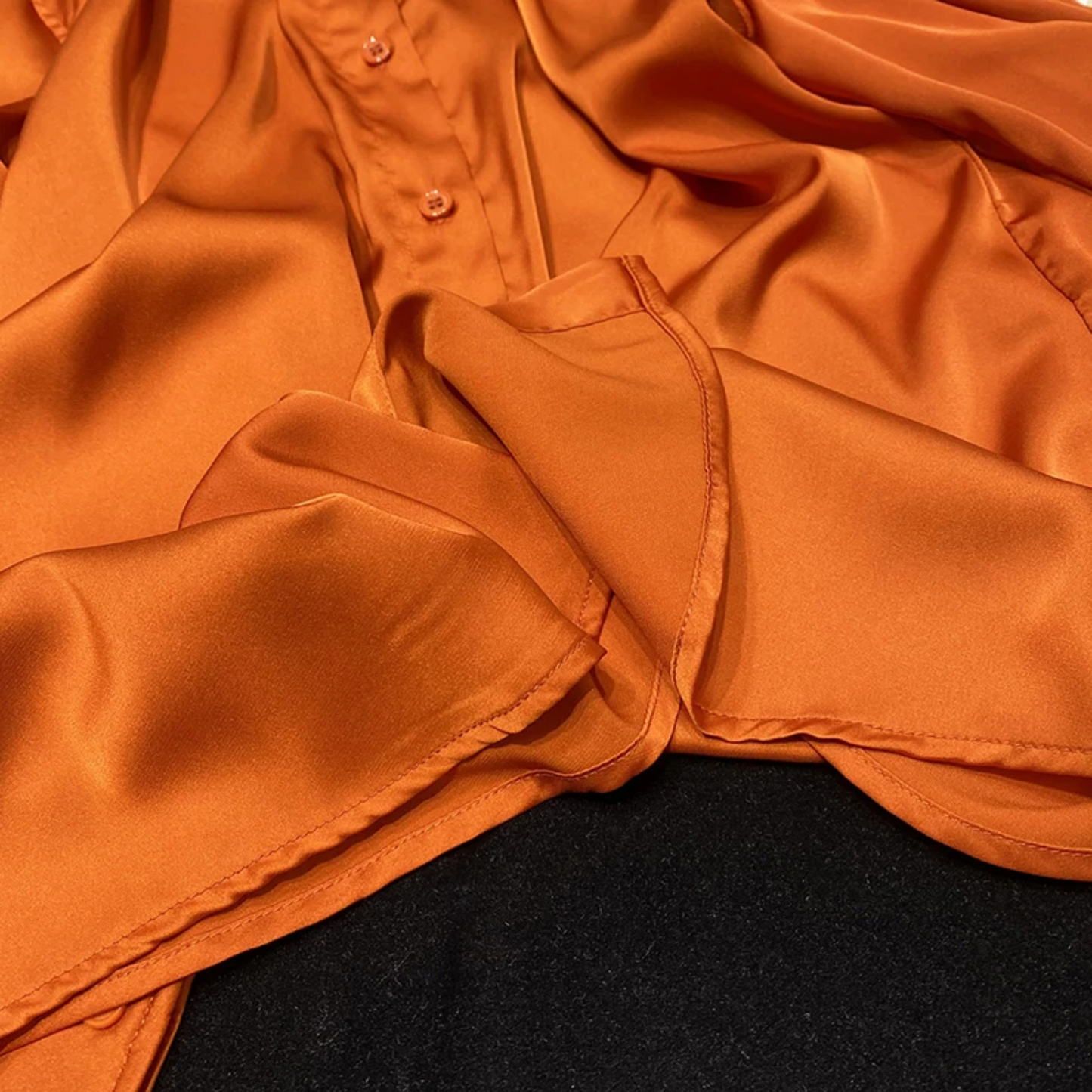 Oranje Boven Satijnen Blouse